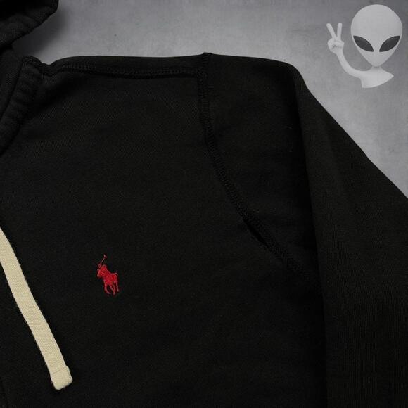 Polo Ralph Lauren Full Zip Hoodie Medium Black Jacket Vintage 90s - Picture 3 of 7